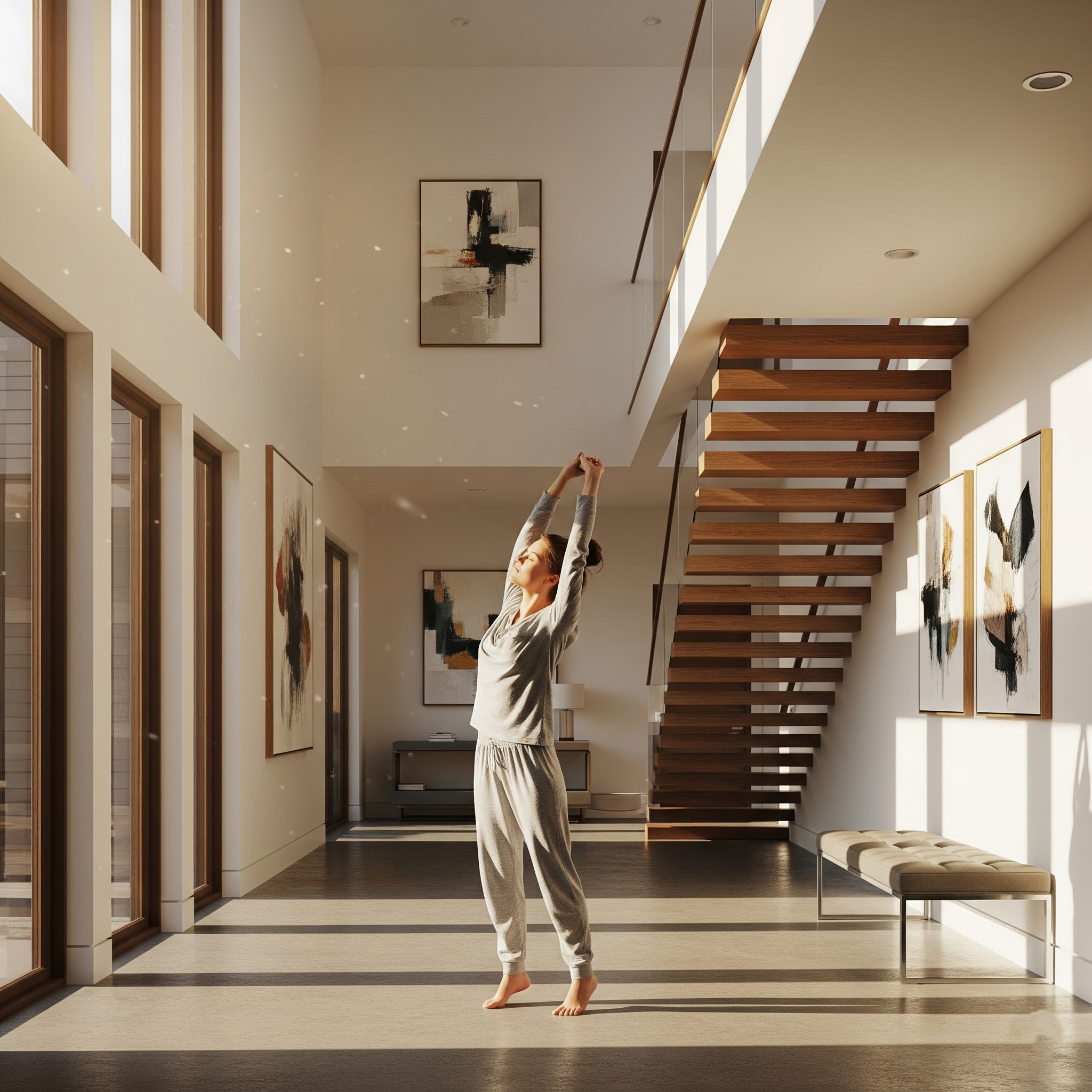 Contemporary TV unit wall design with marble finish and floating shelves